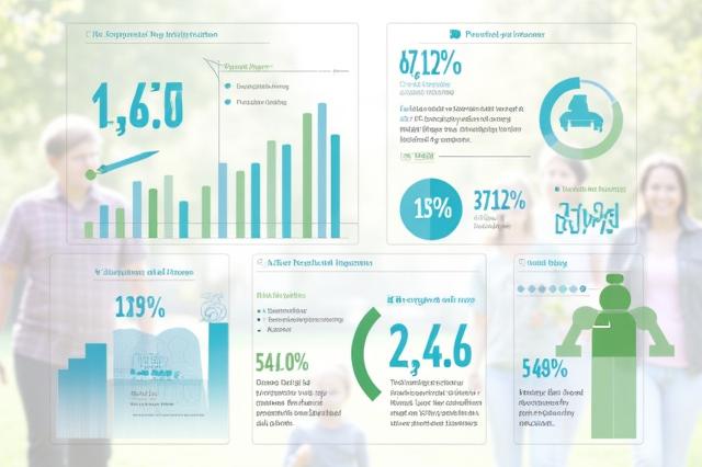 An infographic depicting key performance indicators (KPIs) related to community health, with diverse people in the background, illustrating data-driven insights.