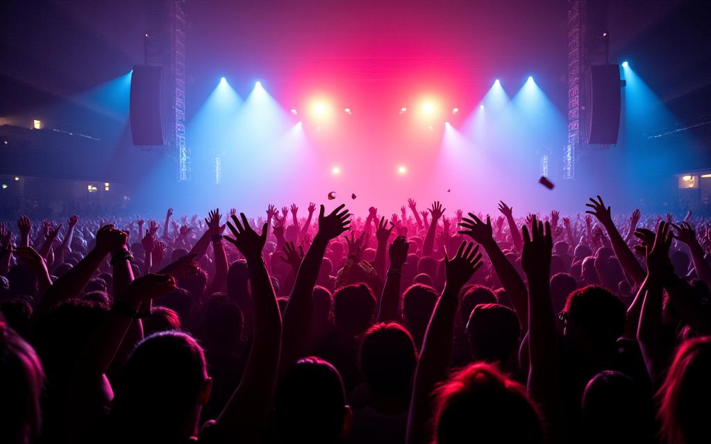 An energetic crowd at a music festival.